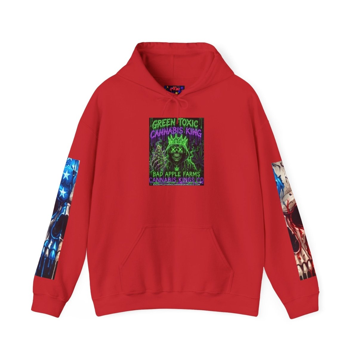 4th of July American Flag Hoodie — Patriotic Sleeve & Back Graphic PulloverHoodieGOLDEN APPLE CONNECTIONSPrintify