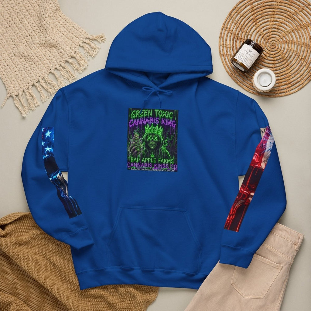 4th of July American Flag Hoodie — Patriotic Sleeve & Back Graphic PulloverHoodieGOLDEN APPLE CONNECTIONSPrintify