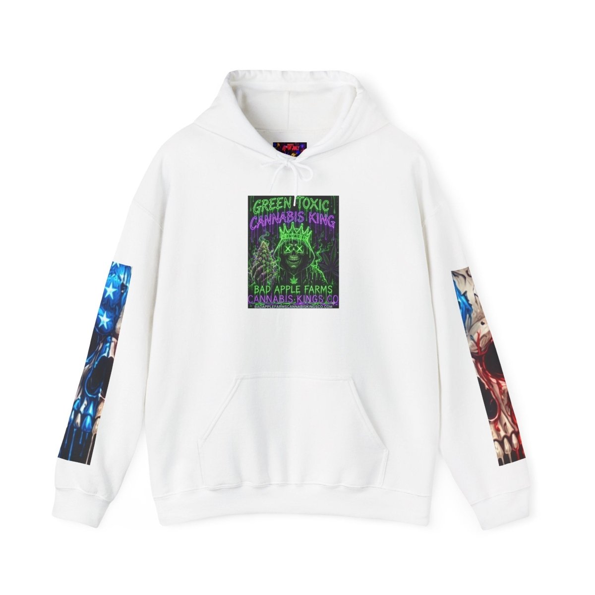 4th of July American Flag Hoodie — Patriotic Sleeve & Back Graphic PulloverHoodieGOLDEN APPLE CONNECTIONSPrintify