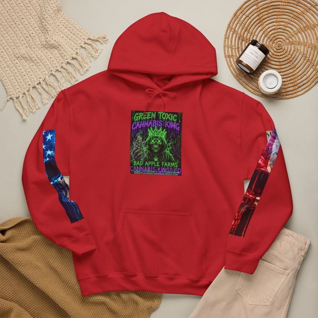 4th of July American Flag Hoodie — Patriotic Sleeve & Back Graphic PulloverHoodieGOLDEN APPLE CONNECTIONSPrintify