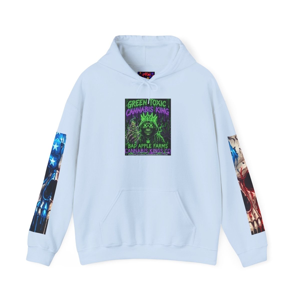 4th of July American Flag Hoodie — Patriotic Sleeve & Back Graphic PulloverHoodieGOLDEN APPLE CONNECTIONSPrintify