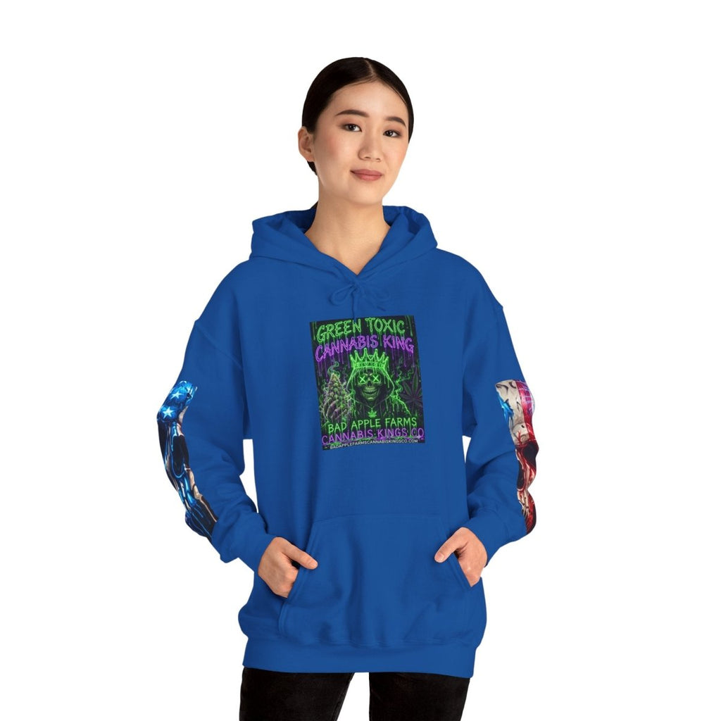 4th of July American Flag Hoodie — Patriotic Sleeve & Back Graphic PulloverHoodieGOLDEN APPLE CONNECTIONSPrintify