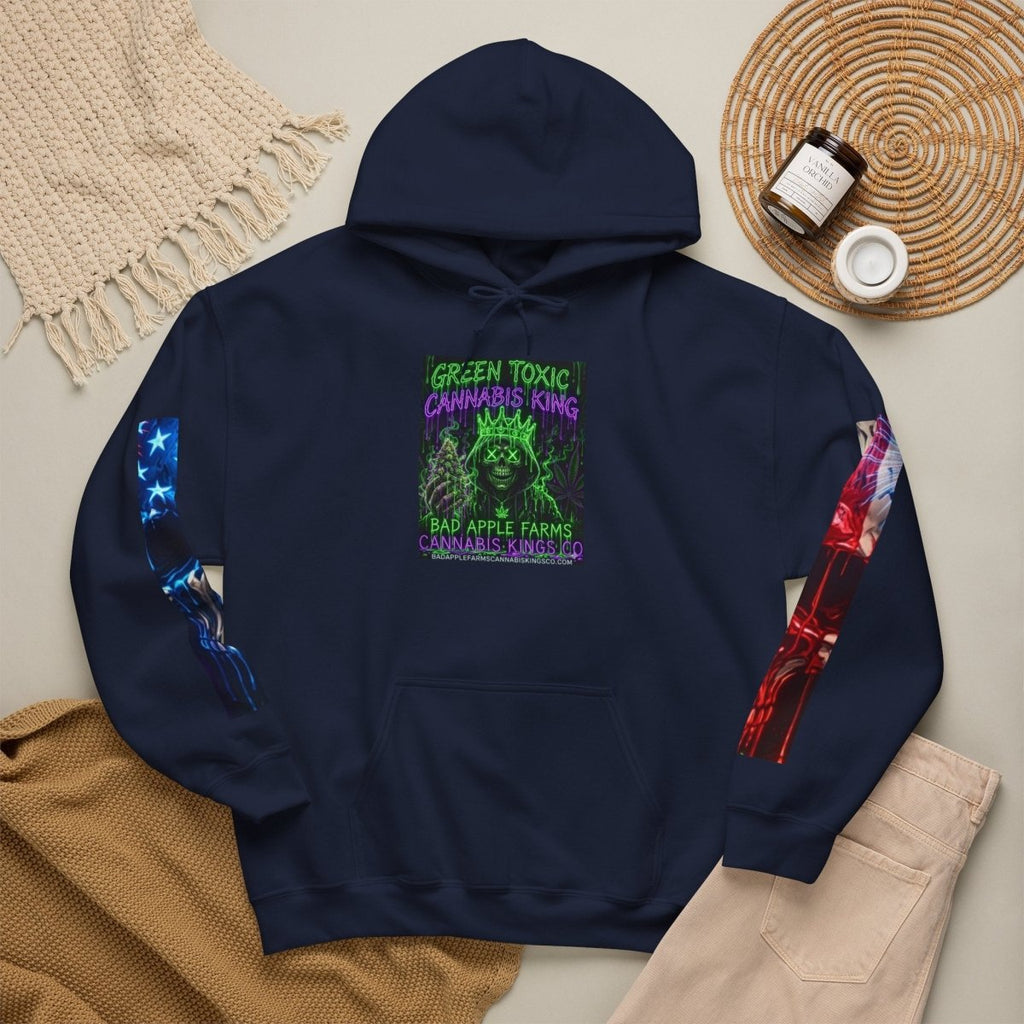 4th of July American Flag Hoodie — Patriotic Sleeve & Back Graphic PulloverHoodieGOLDEN APPLE CONNECTIONSPrintify