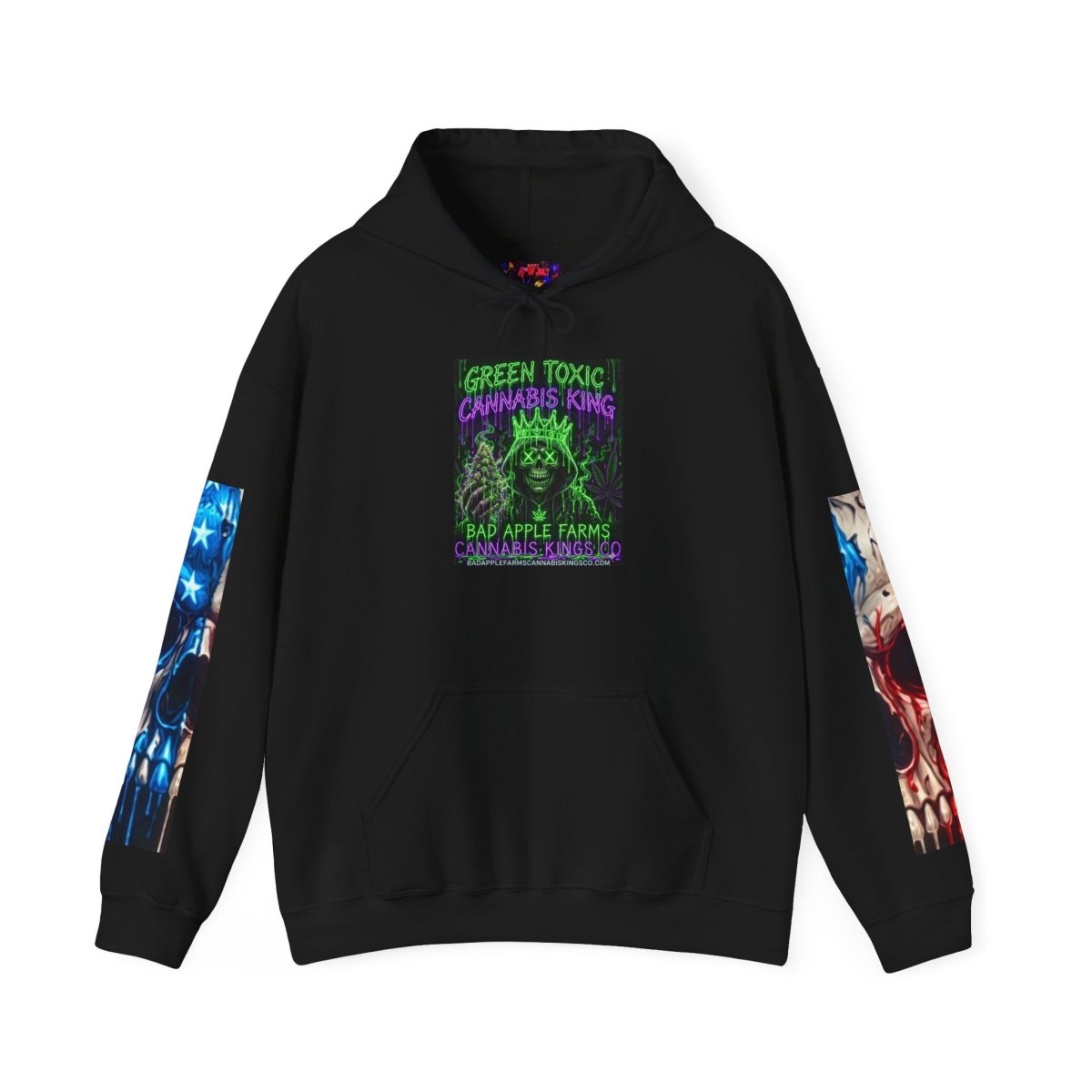 4th of July American Flag Hoodie — Patriotic Sleeve & Back Graphic PulloverHoodieGOLDEN APPLE CONNECTIONSPrintify