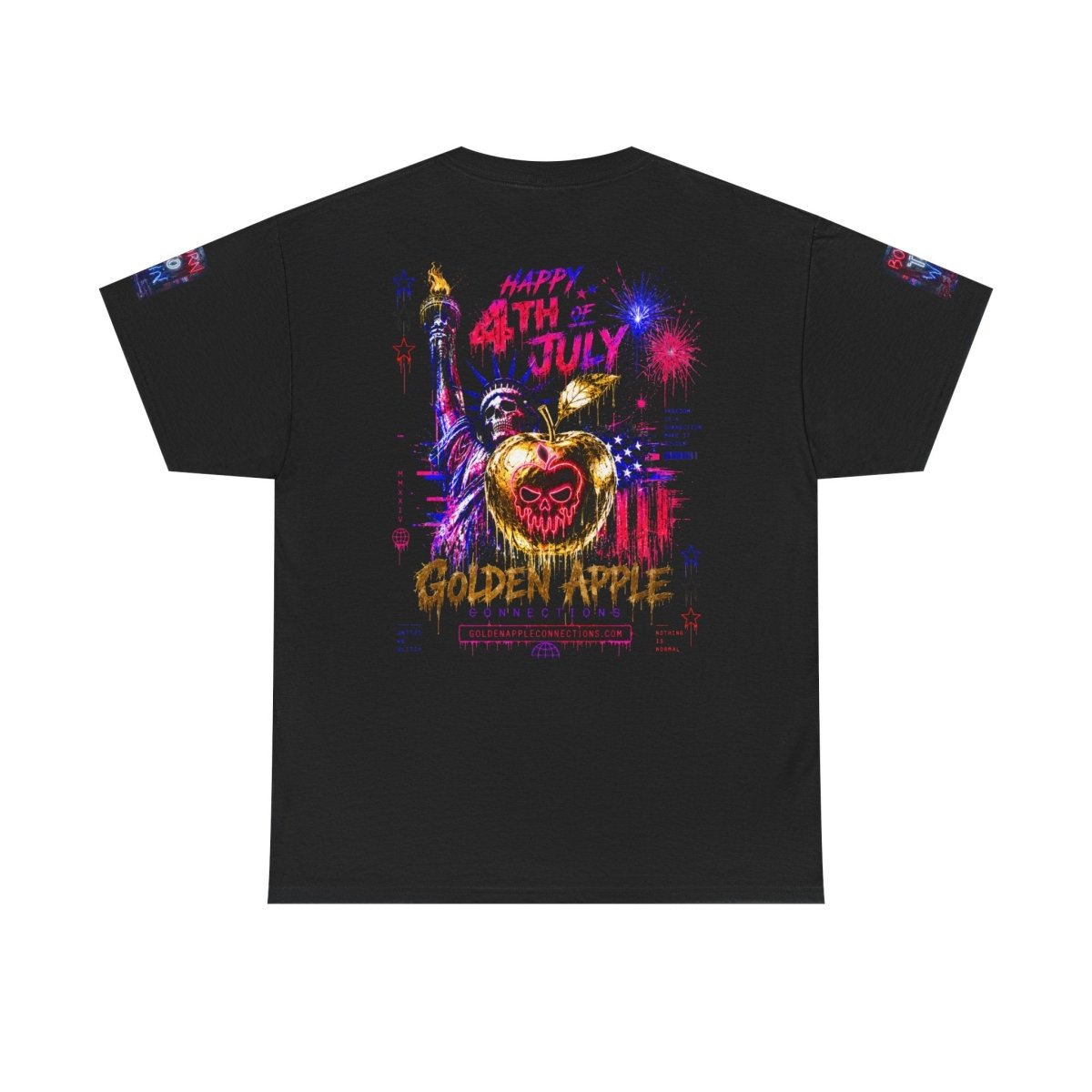 4th of July Skull Cannabis Graphic Tee — "Fireworks Over Skull City / Golden Apple"T-ShirtGOLDEN APPLE CONNECTIONSPrintify