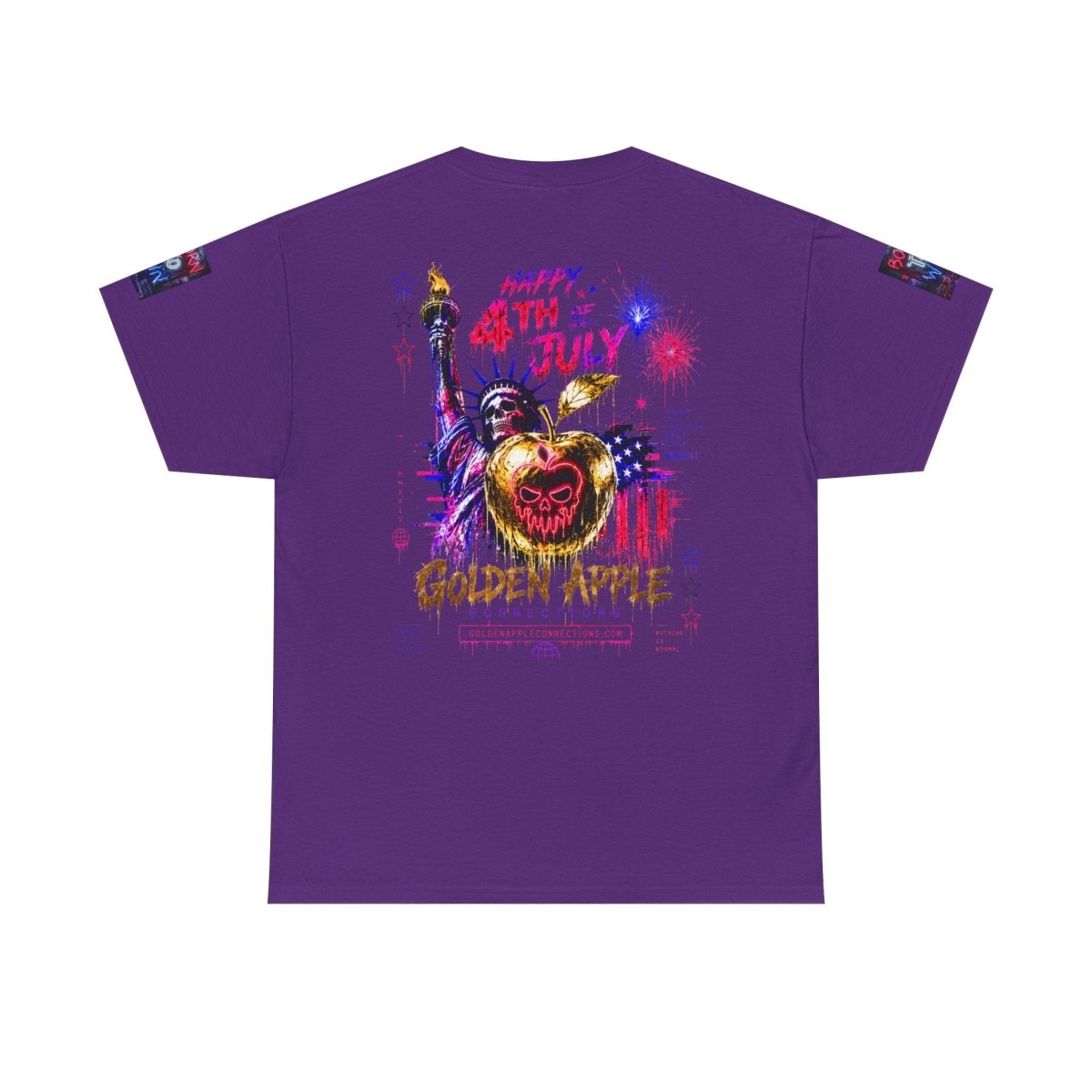 4th of July Skull Cannabis Graphic Tee — "Fireworks Over Skull City / Golden Apple"T-ShirtGOLDEN APPLE CONNECTIONSPrintify