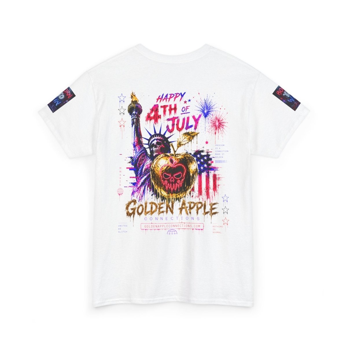 4th of July Skull Cannabis Graphic Tee — "Fireworks Over Skull City / Golden Apple"T-ShirtGOLDEN APPLE CONNECTIONSPrintify