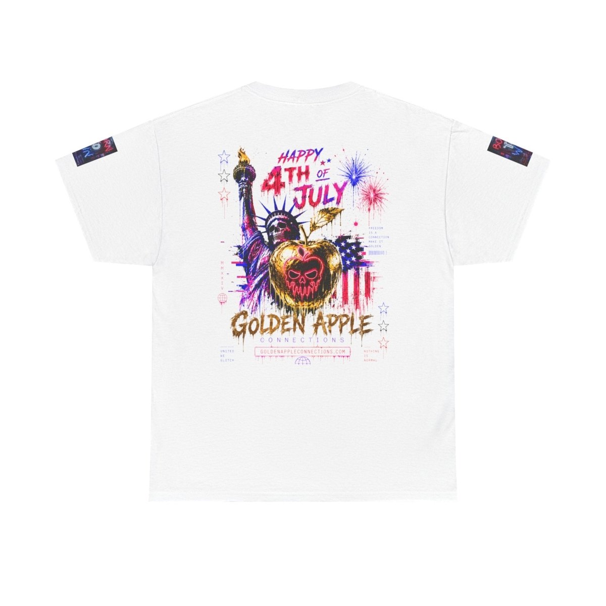 4th of July Skull Cannabis Graphic Tee — "Fireworks Over Skull City / Golden Apple"T-ShirtGOLDEN APPLE CONNECTIONSPrintify