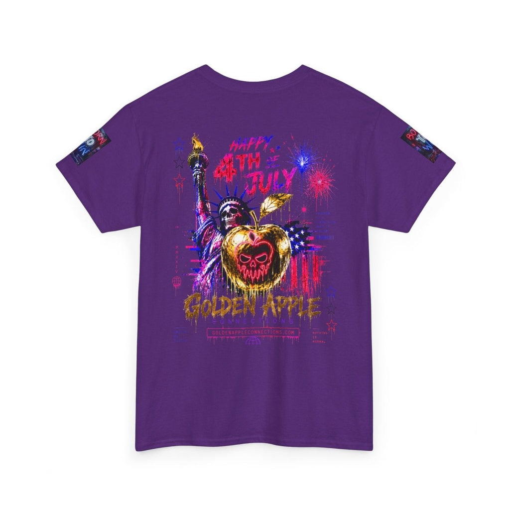 4th of July Skull Cannabis Graphic Tee — "Fireworks Over Skull City / Golden Apple"T-ShirtGOLDEN APPLE CONNECTIONSPrintify