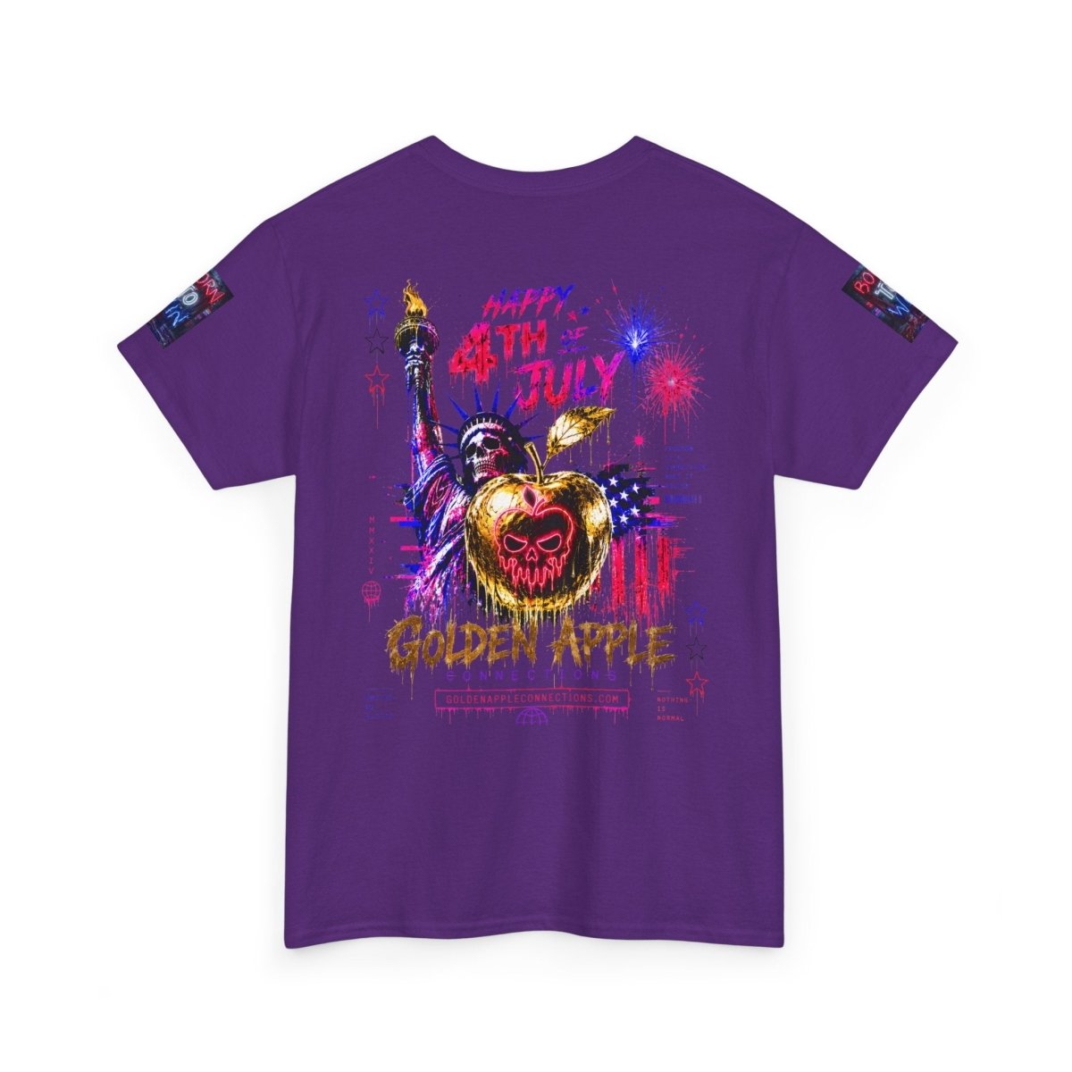4th of July Skull Cannabis Graphic Tee — "Fireworks Over Skull City / Golden Apple"T-ShirtGOLDEN APPLE CONNECTIONSPrintify