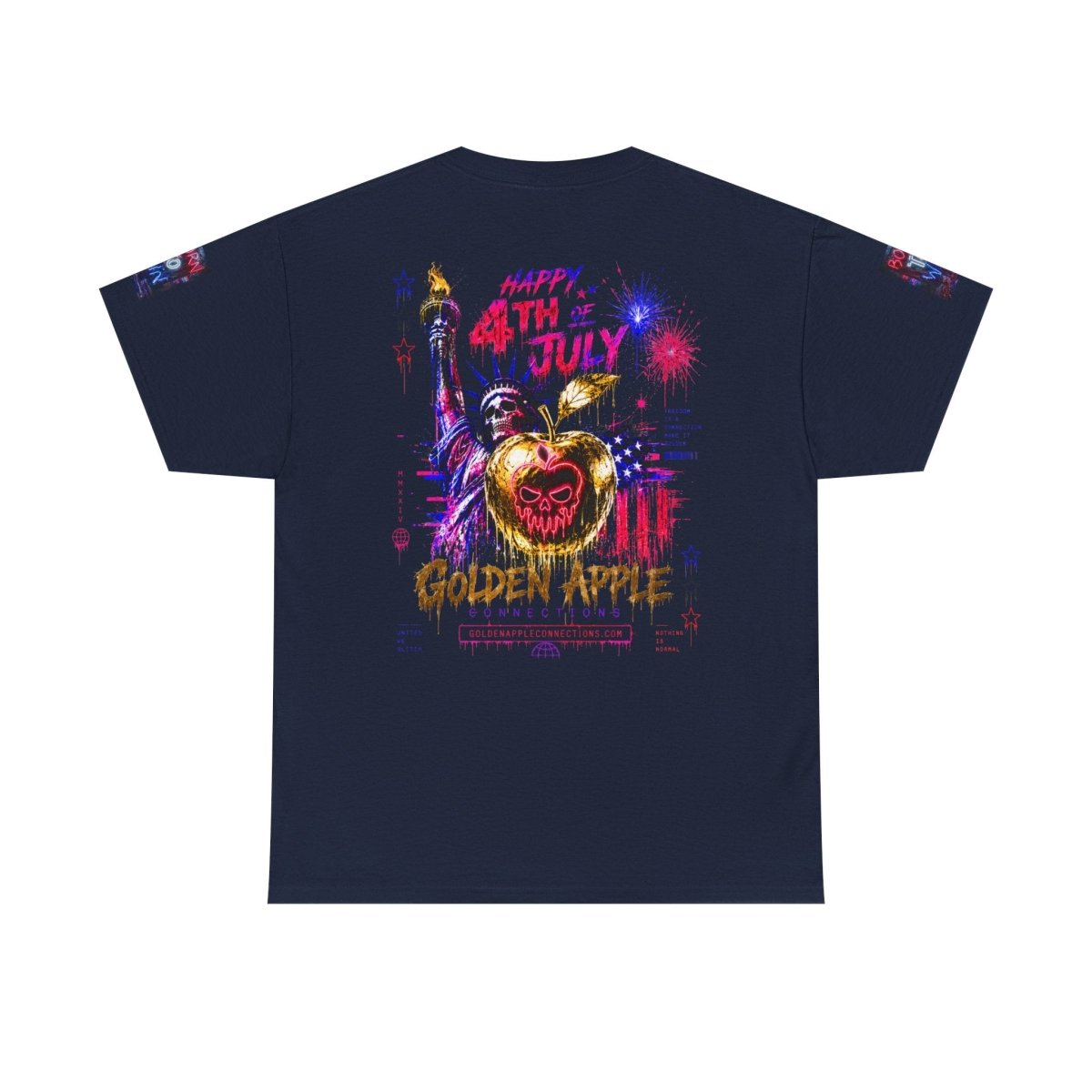 4th of July Skull Cannabis Graphic Tee — "Fireworks Over Skull City / Golden Apple"T-ShirtGOLDEN APPLE CONNECTIONSPrintify