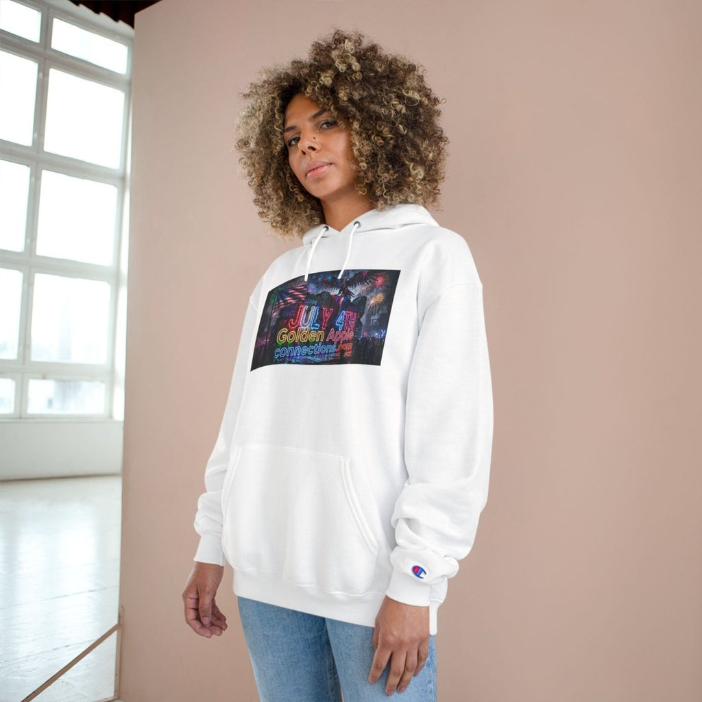 Champion Hoodie — Drip Drop Line Up Graphic HoodieHoodieGOLDEN APPLE CONNECTIONSPrintify