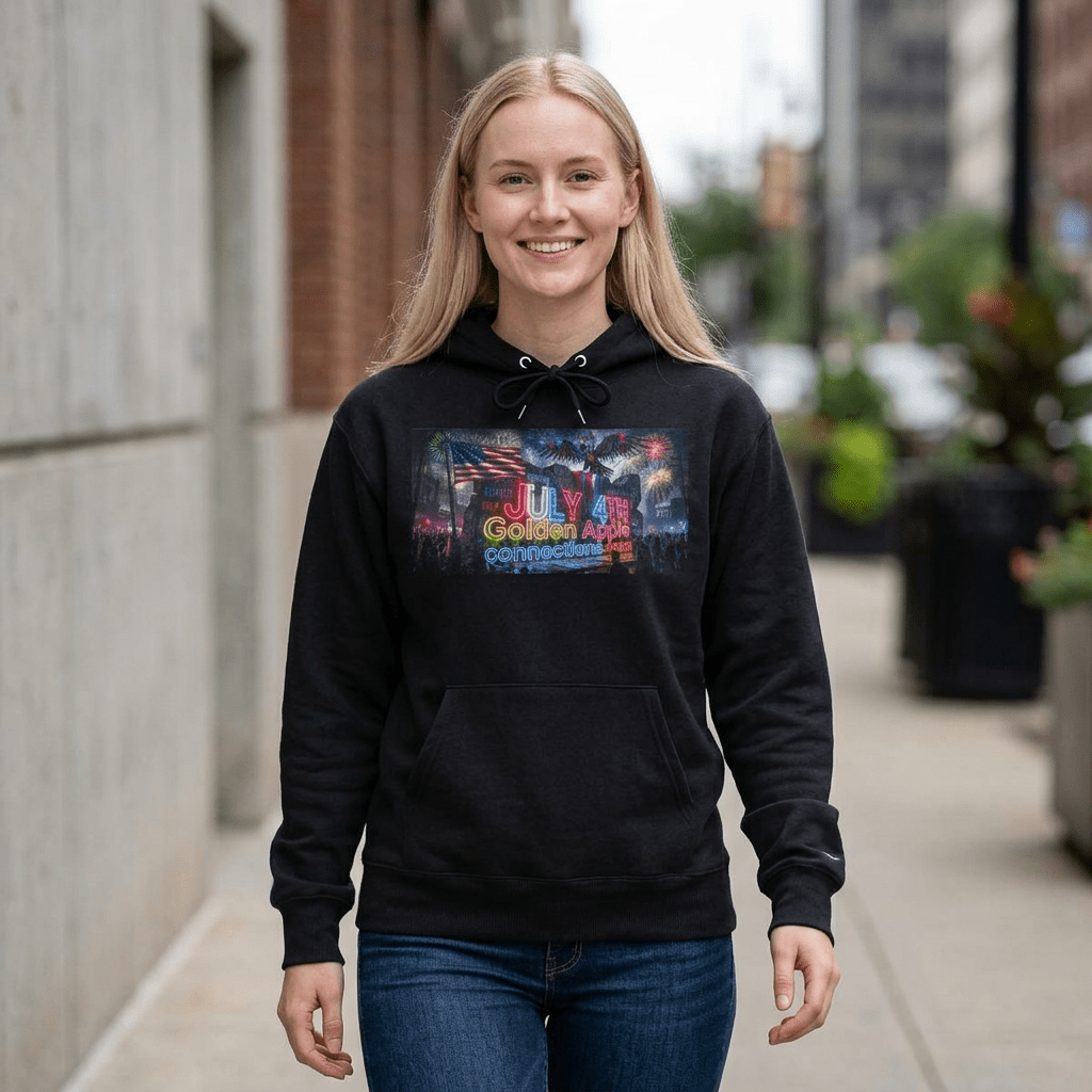 Champion Hoodie — Drip Drop Line Up Graphic HoodieHoodieGOLDEN APPLE CONNECTIONSPrintify