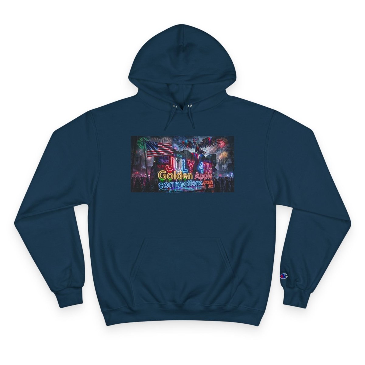 Champion Hoodie — Drip Drop Line Up Graphic HoodieHoodieGOLDEN APPLE CONNECTIONSPrintify