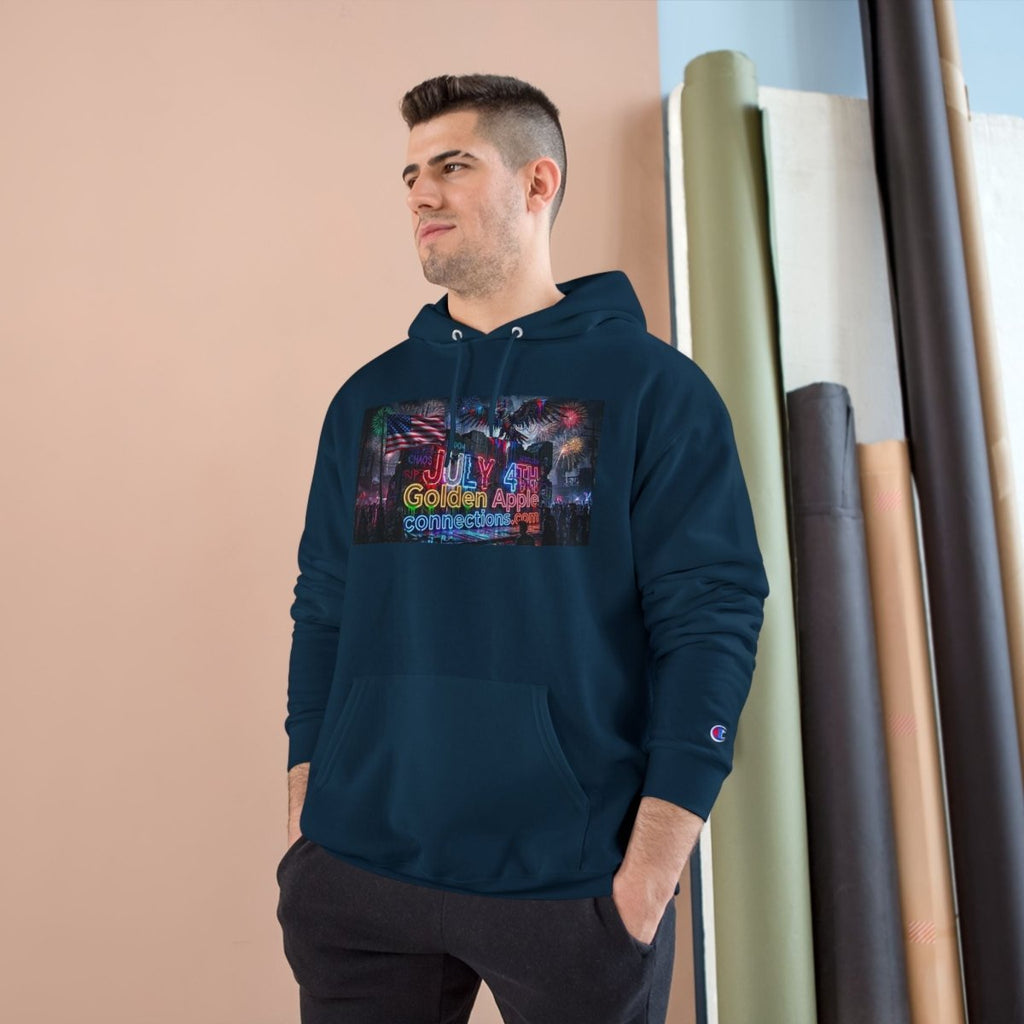 Champion Hoodie — Drip Drop Line Up Graphic HoodieHoodieGOLDEN APPLE CONNECTIONSPrintify