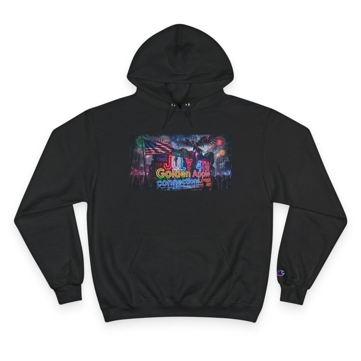 Champion Hoodie — Drip Drop Line Up Graphic HoodieHoodieGOLDEN APPLE CONNECTIONSPrintify