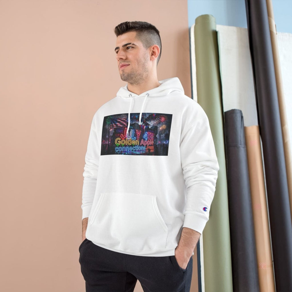 Champion Hoodie — Drip Drop Line Up Graphic HoodieHoodieGOLDEN APPLE CONNECTIONSPrintify