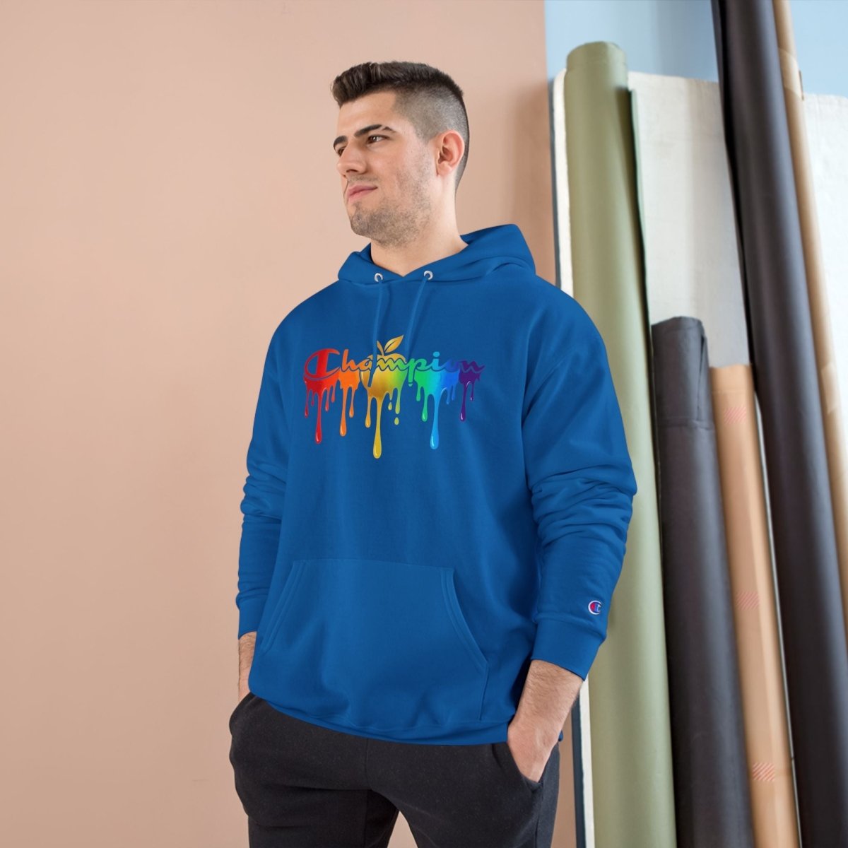 Champion Hoodie — Golden Apple Connections Rainbow Drip DesignHoodieGOLDEN APPLE CONNECTIONSPrintify