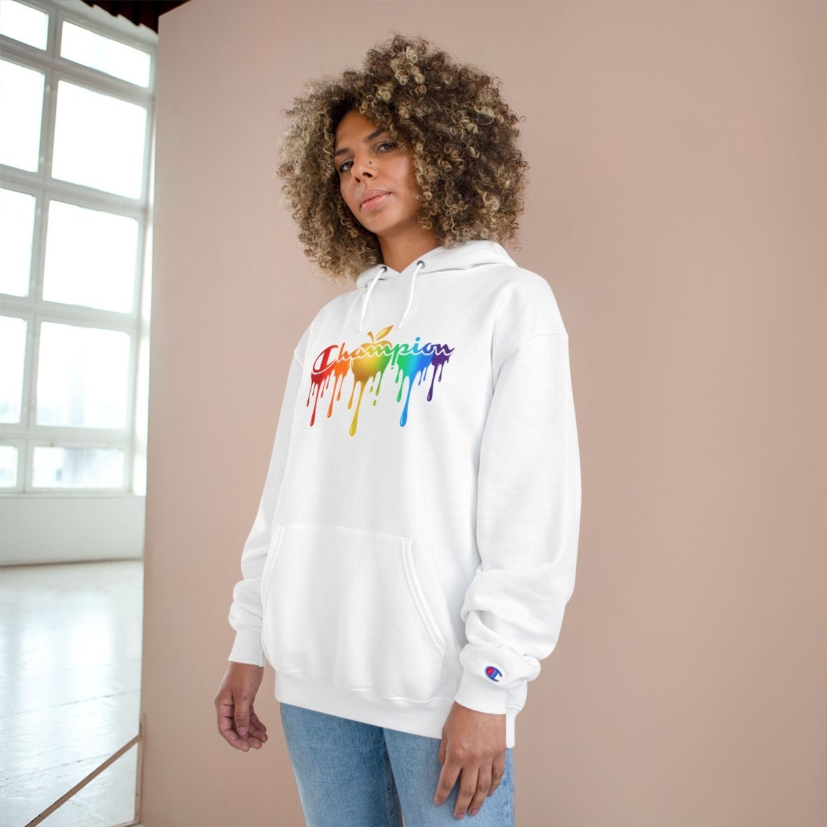 Champion Hoodie — Golden Apple Connections Rainbow Drip DesignHoodieGOLDEN APPLE CONNECTIONSPrintify