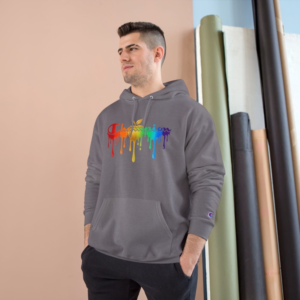 Champion Hoodie — Golden Apple Connections Rainbow Drip DesignHoodieGOLDEN APPLE CONNECTIONSPrintify
