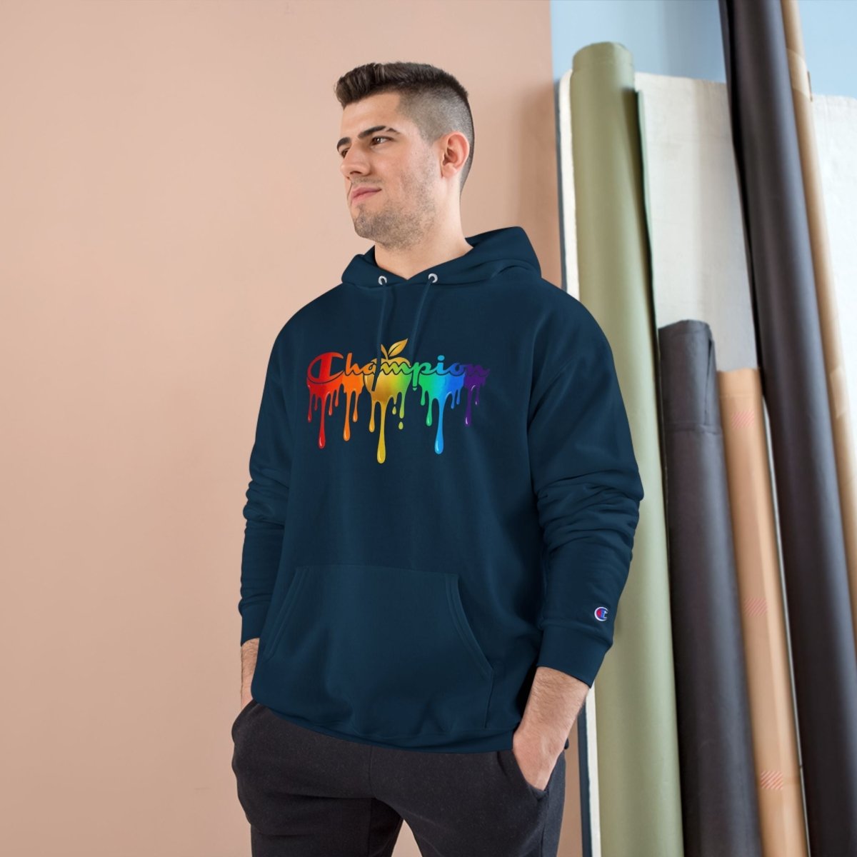 Champion Hoodie — Golden Apple Connections Rainbow Drip DesignHoodieGOLDEN APPLE CONNECTIONSPrintify