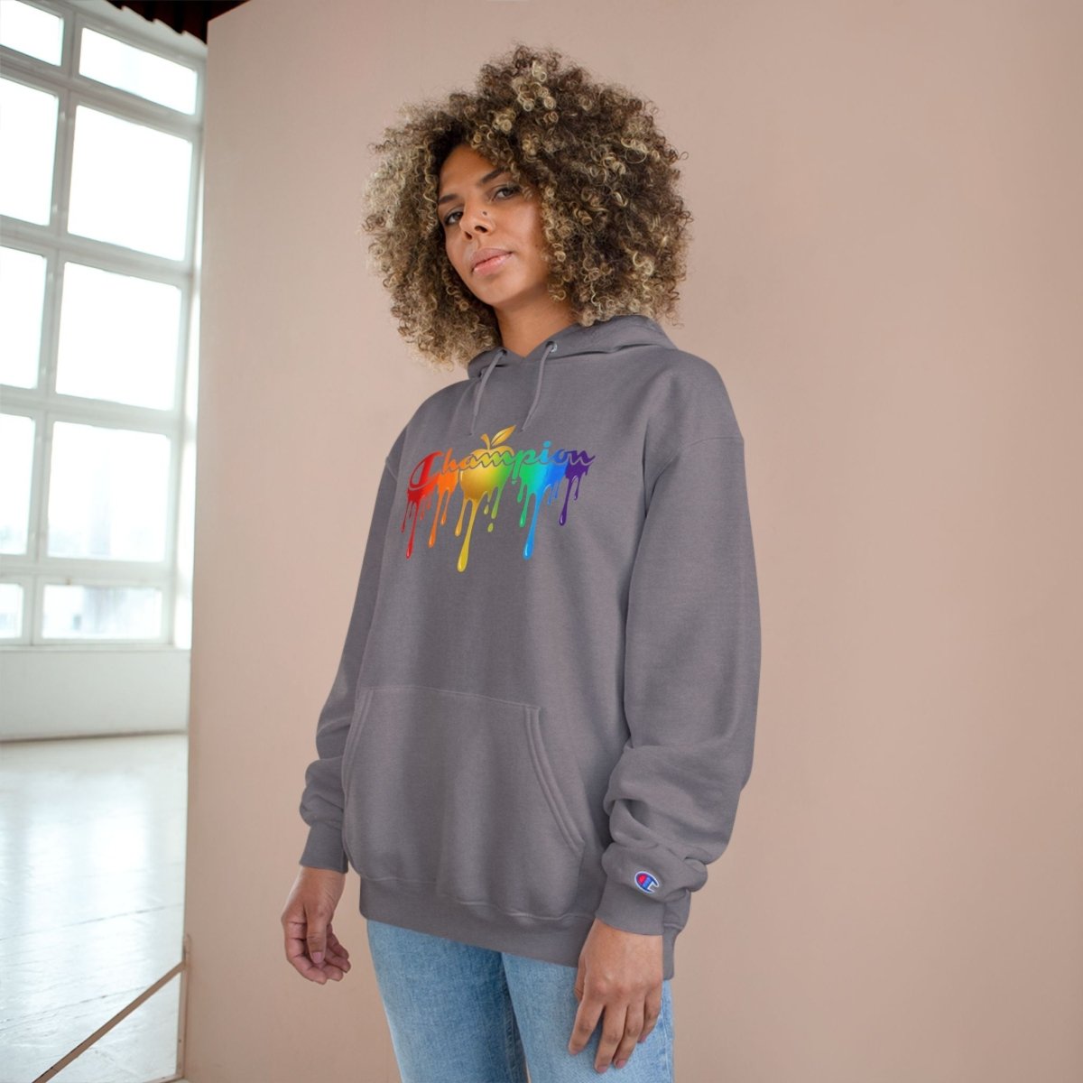 Champion Hoodie — Golden Apple Connections Rainbow Drip DesignHoodieGOLDEN APPLE CONNECTIONSPrintify