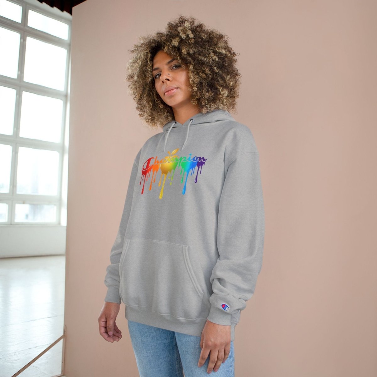 Champion Hoodie — Golden Apple Connections Rainbow Drip DesignHoodieGOLDEN APPLE CONNECTIONSPrintify