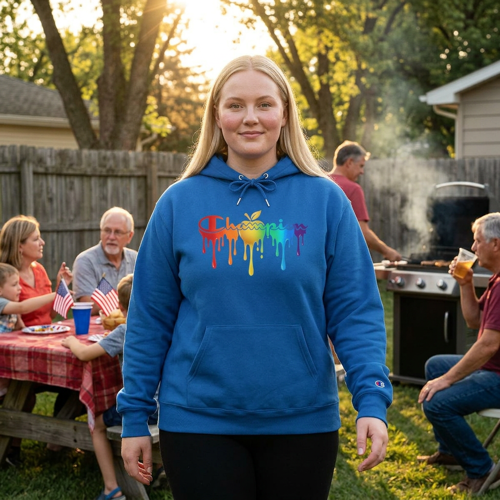 Champion Hoodie — Golden Apple Connections Rainbow Drip DesignHoodieGOLDEN APPLE CONNECTIONSPrintify