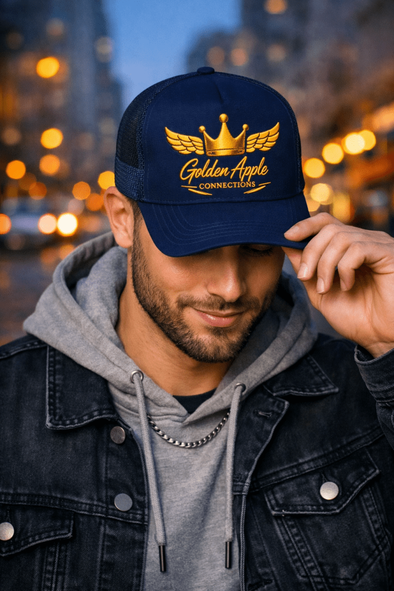 Golden Apple Connections Elite Trucker Hat Crown Your Confidence.HatsGOLDEN APPLE CONNECTIONSPrintify