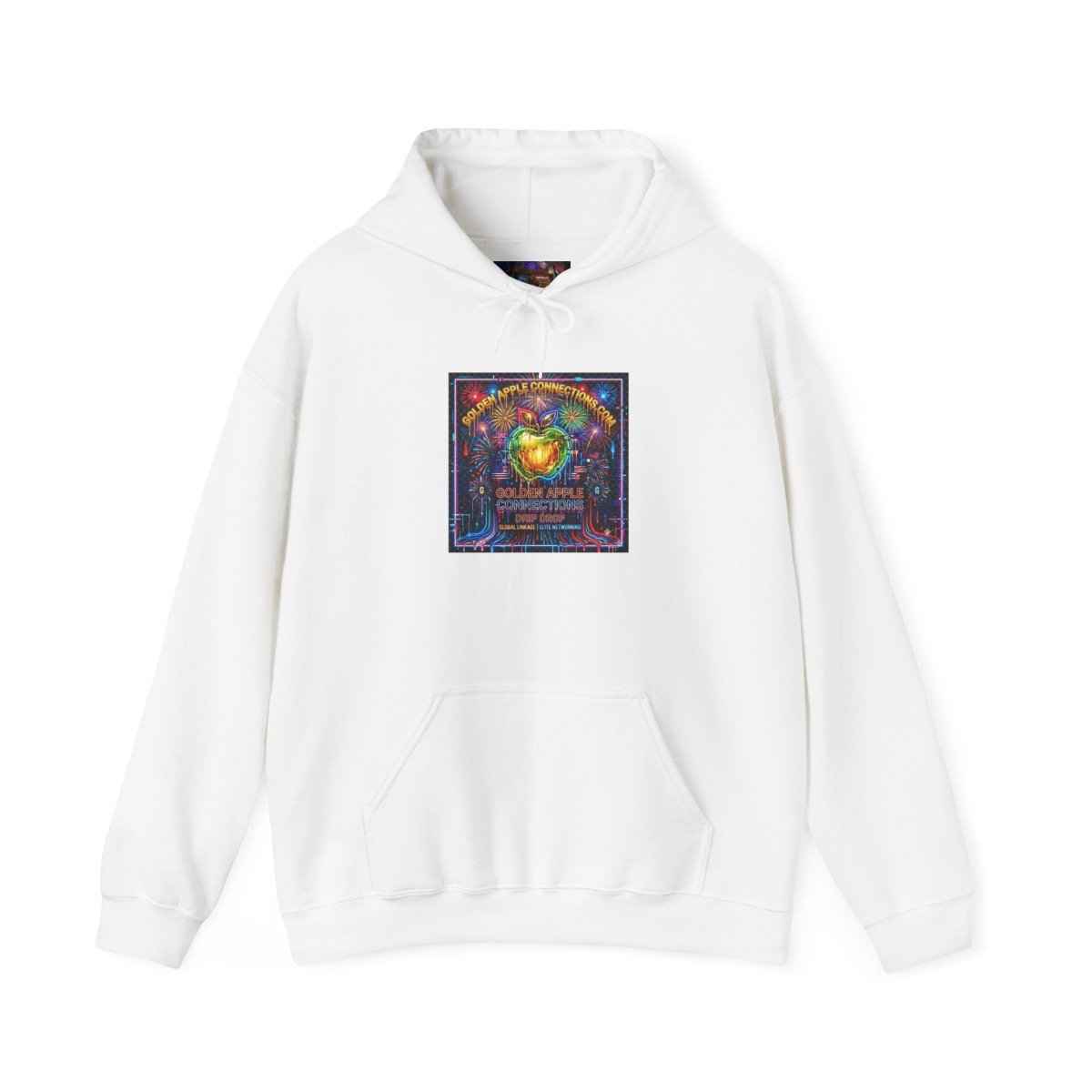 Liberty Statue psychedelic cannabis art hoodie with glowing heart graphic, neon back print, kangaroo pocket, and drawstring hood