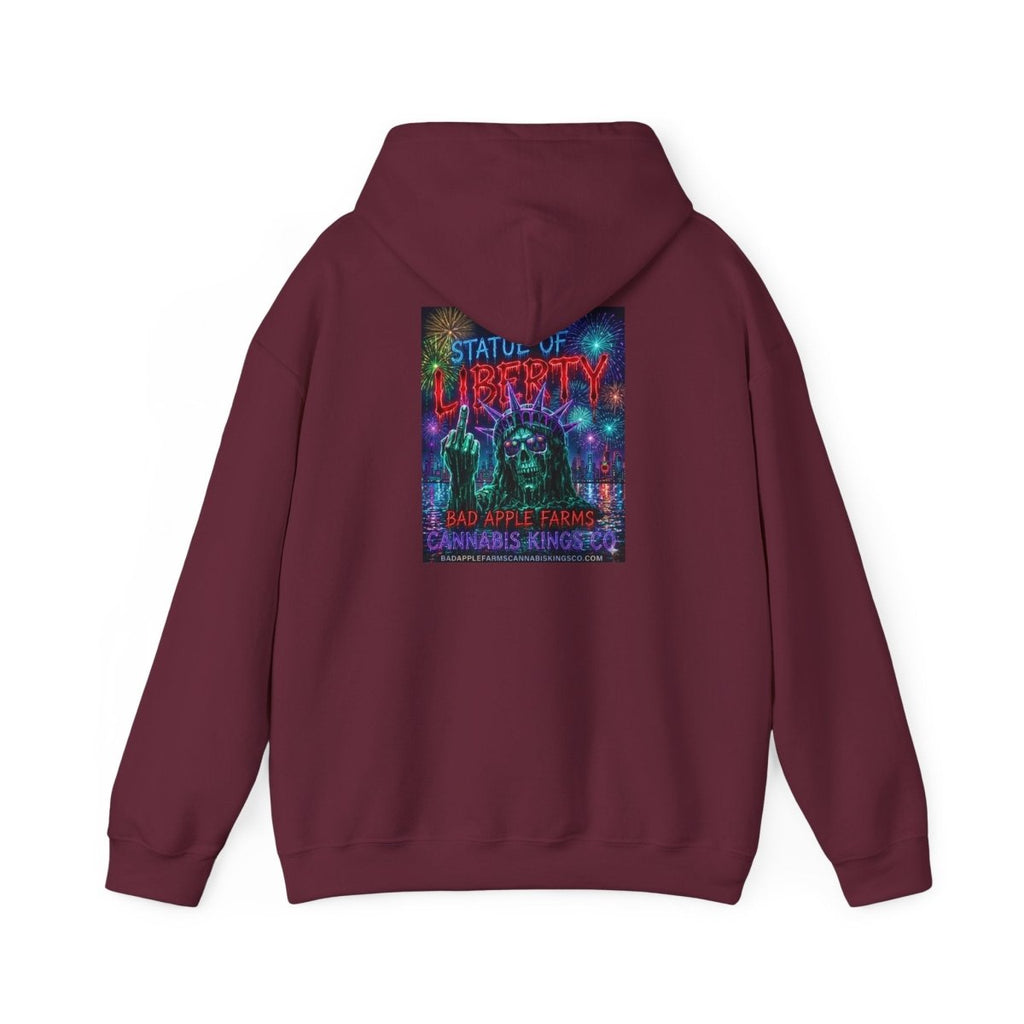 Liberty Statue Hoodie — Psychedelic Cannabis Art Hooded SweatshirtHoodieGOLDEN APPLE CONNECTIONSPrintify