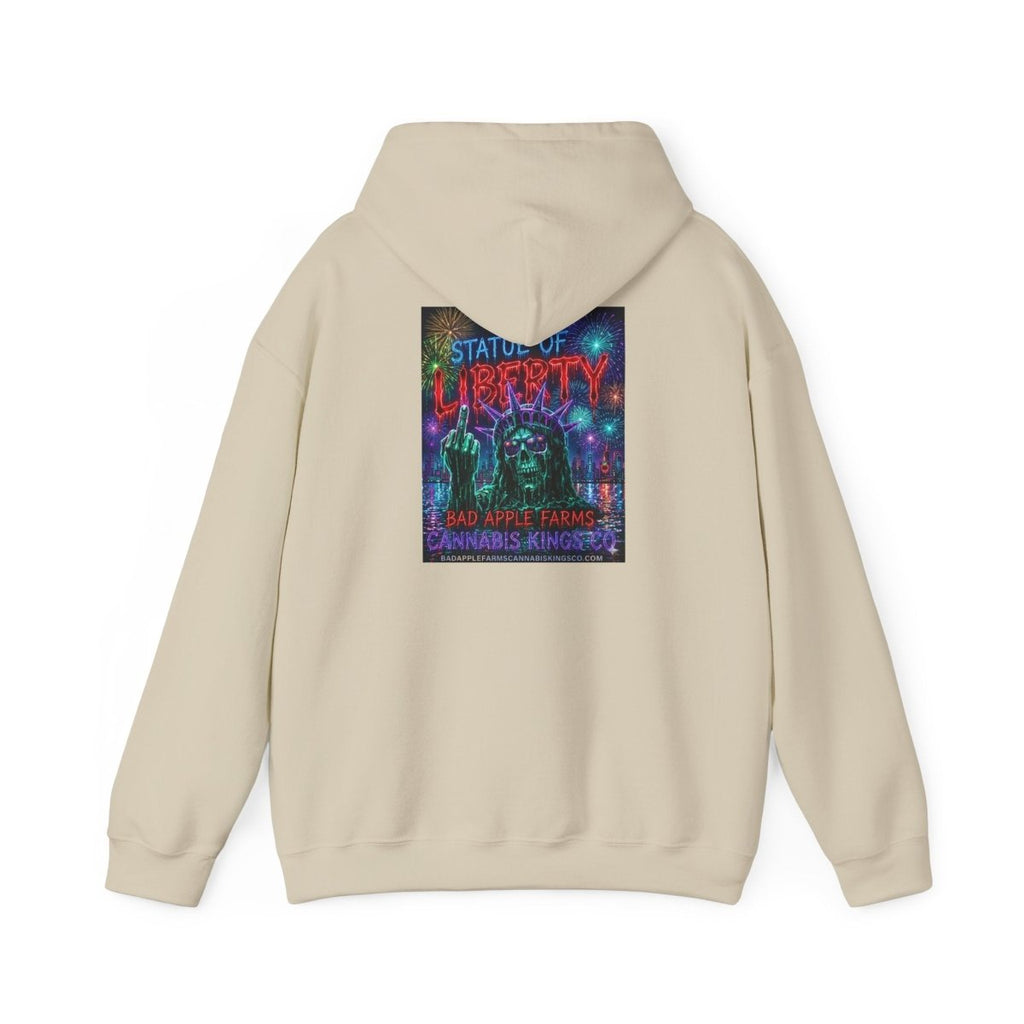 Liberty Statue Hoodie — Psychedelic Cannabis Art Hooded SweatshirtHoodieGOLDEN APPLE CONNECTIONSPrintify