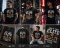 Only The Elite Are Bold Enough black cotton graphic T-shirt with distressed gold and white print, crew neck regular fit